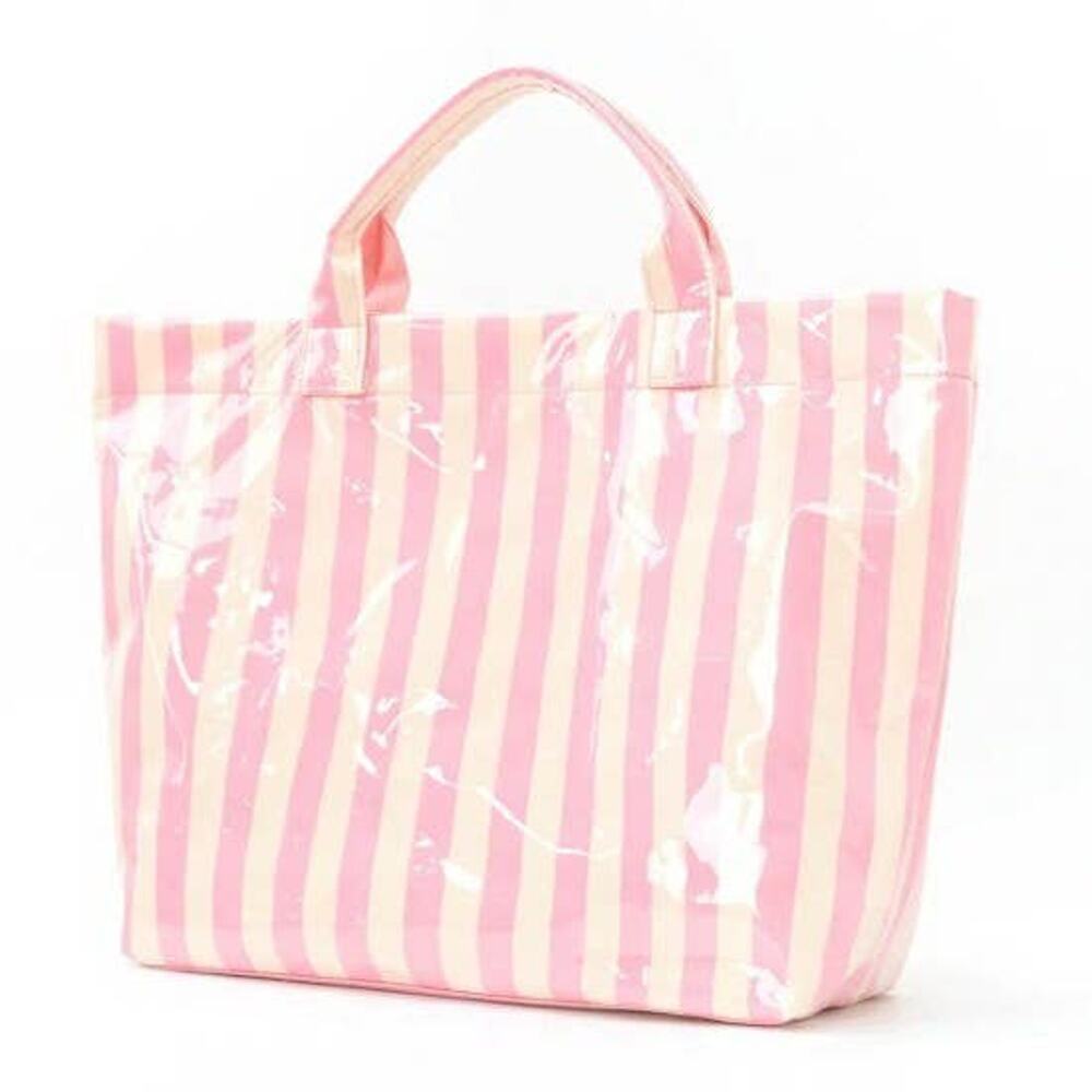 Pink Yellow Striped Tote Bag